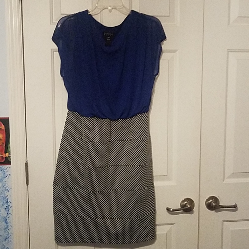 Black and white with royal blue dress